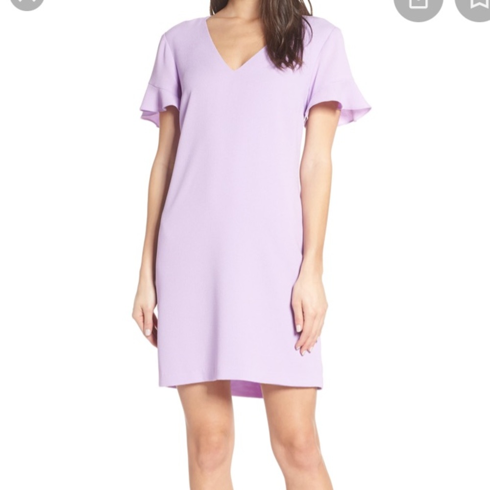 Charles Henry Lilac tie back v neck dress